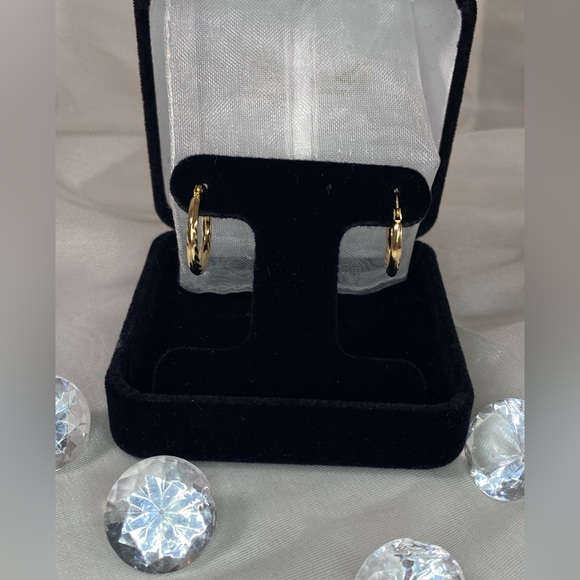 14K YELLOW GOLD twisted hoop earrings REAL GOLD - Picture 2 of 11